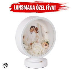 3D LED'li Çiçek Arajmanlı Fotoğraflı Abajur - Thumbnail