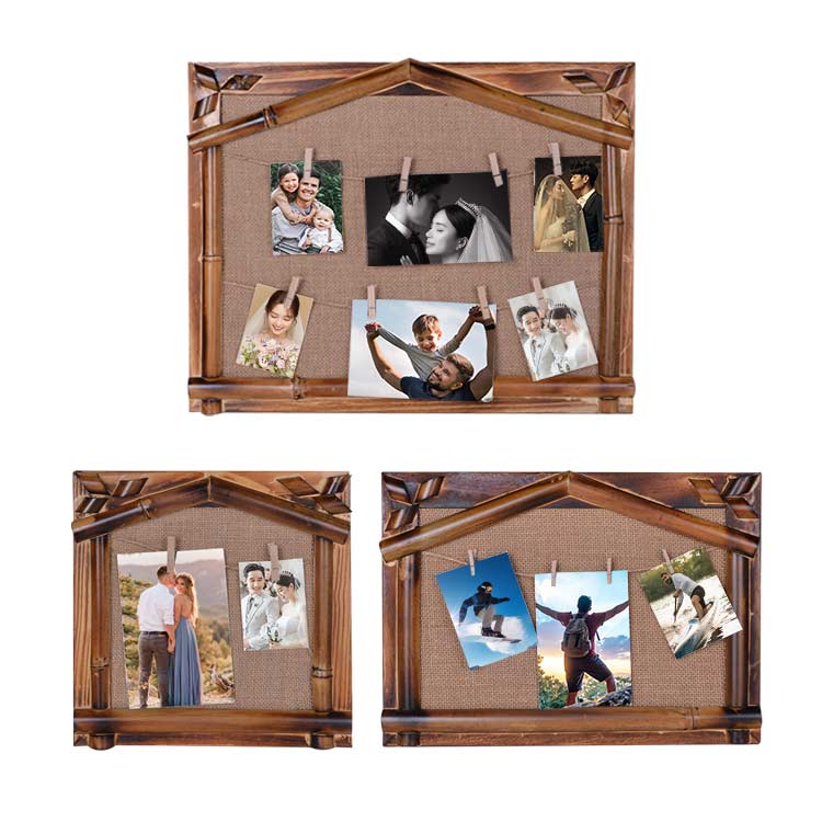 Bamboo Multiple Photo Frame with Straw String and Latch