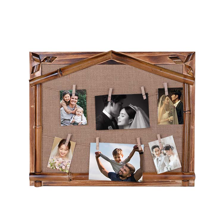 Bamboo Multiple Photo Frame with Straw String and Latch