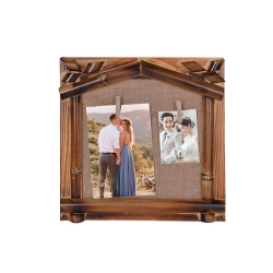 Bamboo Multiple Photo Frame with Straw String and Latch - Thumbnail