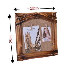 Bamboo Multiple Photo Frame with Straw String and Latch - Thumbnail