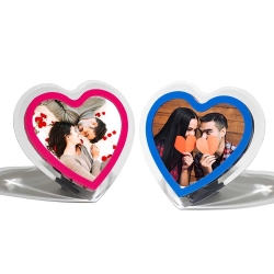 Plexiglass Pink Heart-Shaped Photo Frame 