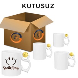 Süblimasyon Emoji Porselen Beyaz Kupa Bardak - Thumbnail