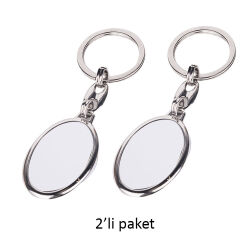 Süblimasyon Oval Tek Taraflı Metal Anahtarlık - 2'li Paket - 1