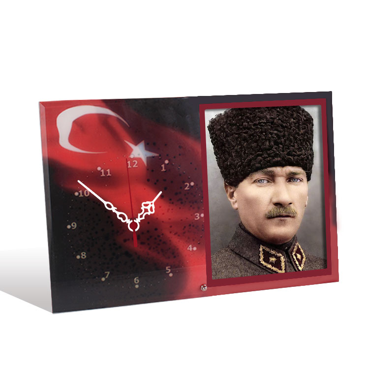 Turkish Flag Photo Frame with Clock - 1