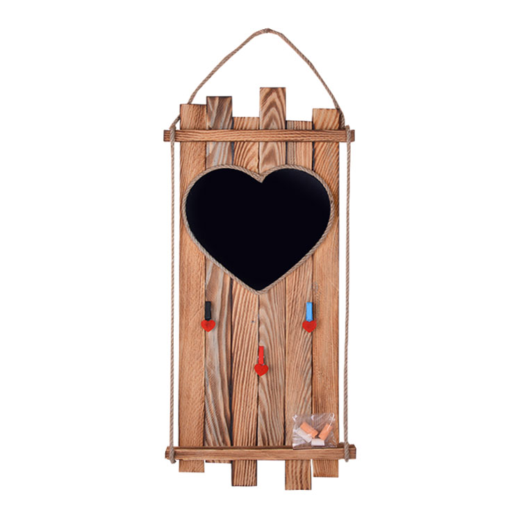 Wooden Multiple Photo Frame with Heart-Shaped Blackboard 23 x 54 cm