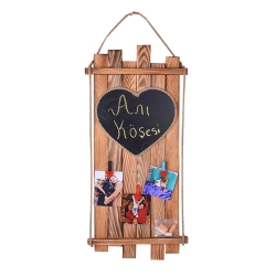 NobbyStar Hediye - Wooden Multiple Photo Frame with Heart-Shaped Blackboard 23 x 54 cm (1)